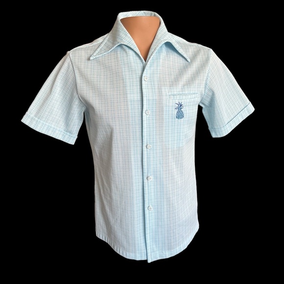 Vintage IOLANI Hawaiian Aloha Shirt Covered Buttons Pineapple fits small - Picture 1 of 9